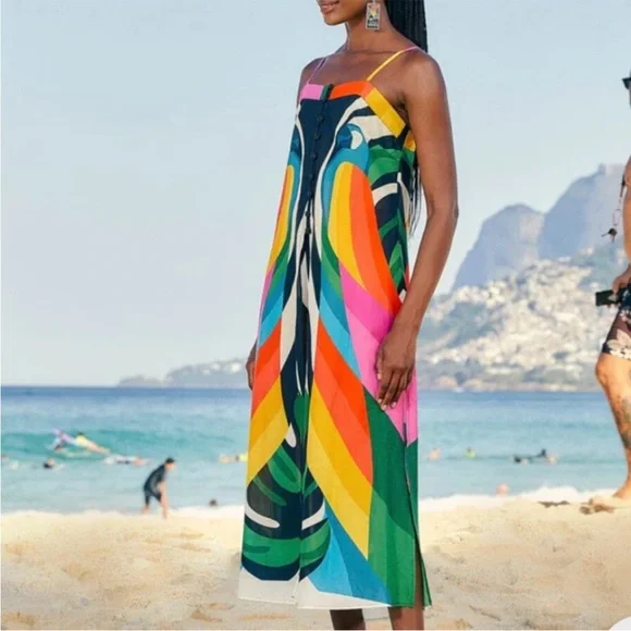 FARM Rio Macaw Colorful Striped Swim Coverup - Picture 2 of 7